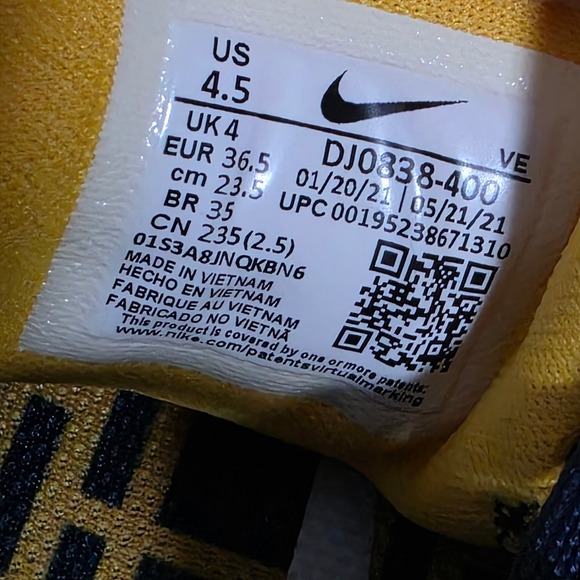Nike Air Zoom Pegasus 38 Michigan Wolverines Navy Yellow Running Shoes M 4.5 W 6 - Picture 11 of 15